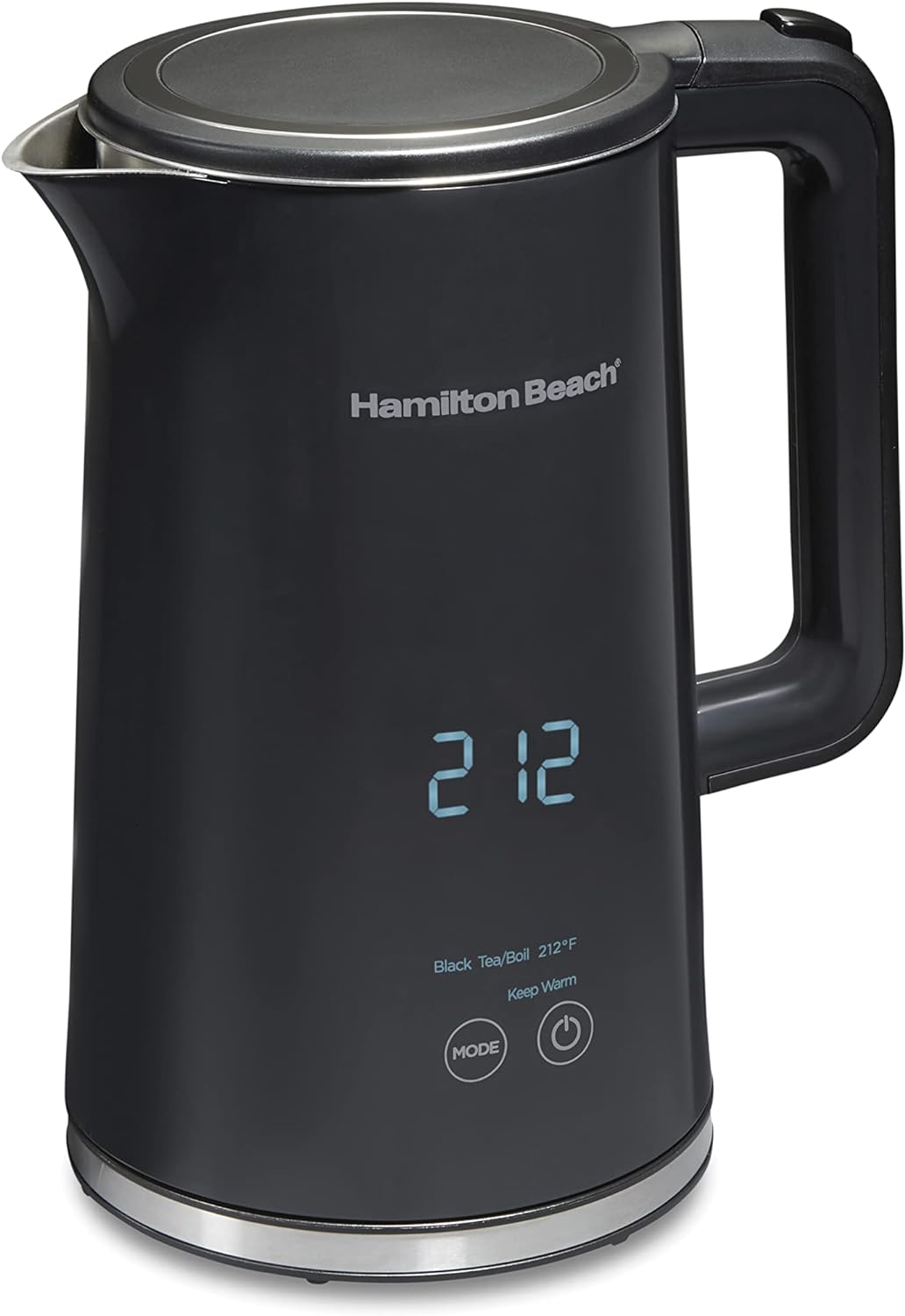 Hamilton Beach Digital Temperature Control Electric Tea Kettle, Hot Water Boiler & Heater 1.7L, 5 Preset Modes + Keep Warm, Fast Boil 1500 Watts, BPA Free, Cool-Touch Exterior, Black (41033)